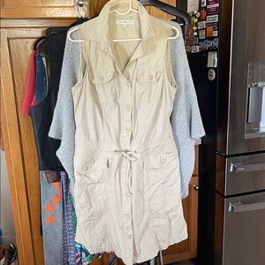 Tommy Hilfiger Women Beige Safari Utility Dress Sleeveless Size 14